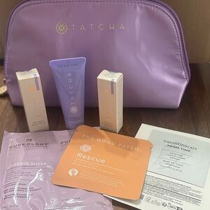 Tatcha Costmetic bag The Dewy Skin Cream Indigo over night repair The rice Wash